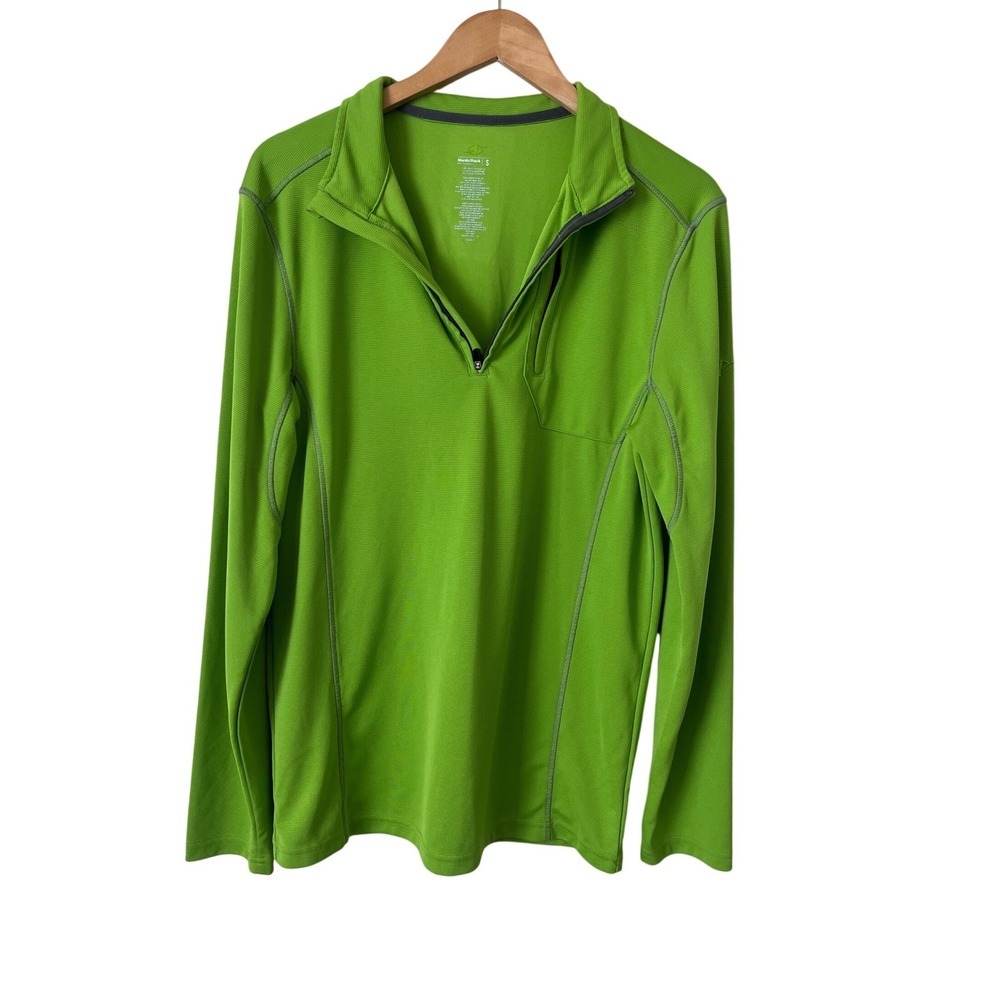NordicTrack Mens Small Lime Green 1/4 Zip Pullover Active Long Sleeve Shirt